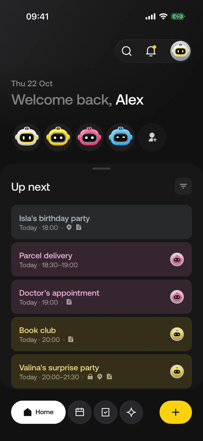 The Sparc home screen with a Black header